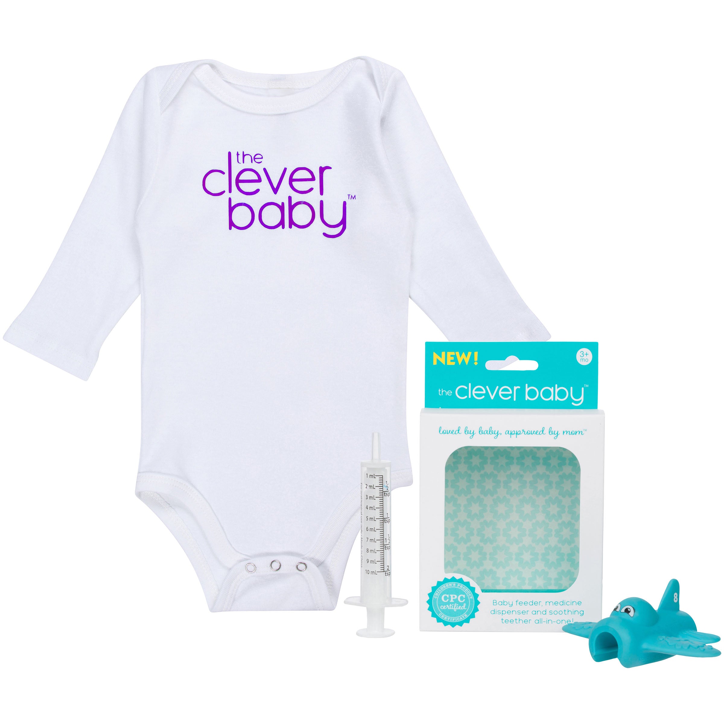 White onesie with logo and Jet gift bundle